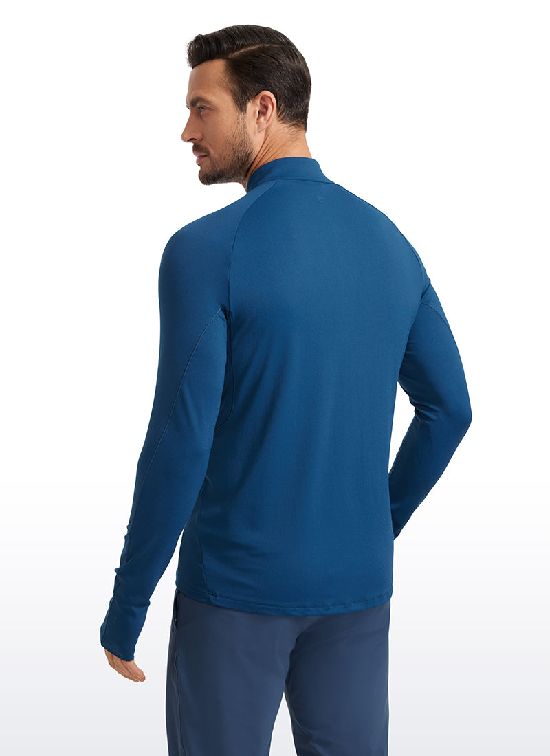 Brushed Half Zip Long Sleeve with Thumbhole