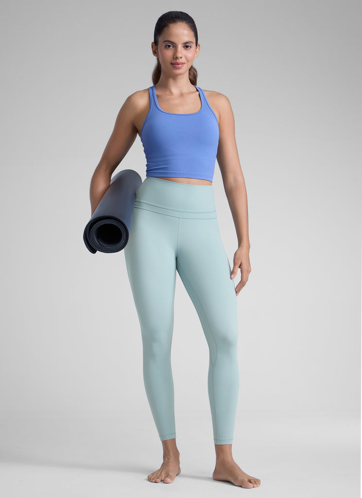 CRZ YOGA Women's Yoga Train High Rise Nakedfeel Leggings 25" 7/8 Pants Light grayish blue