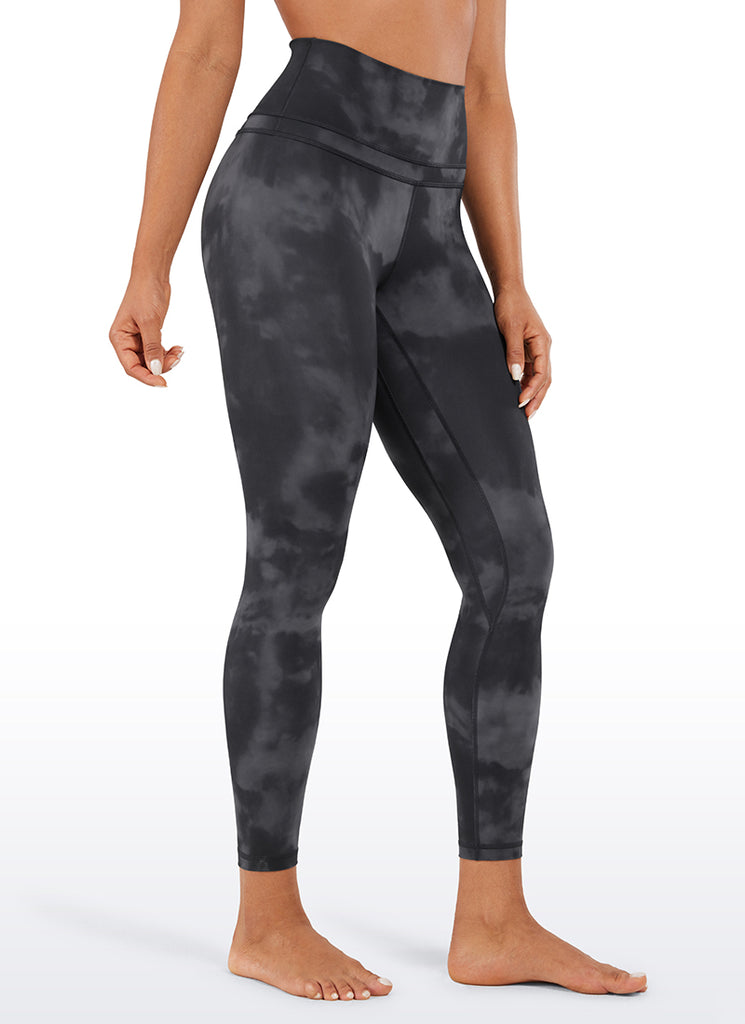 CRZ YOGA Women's Yoga Train High Rise Nakedfeel Leggings 25" 7/8 Pants Grey Tie Dye Flowers