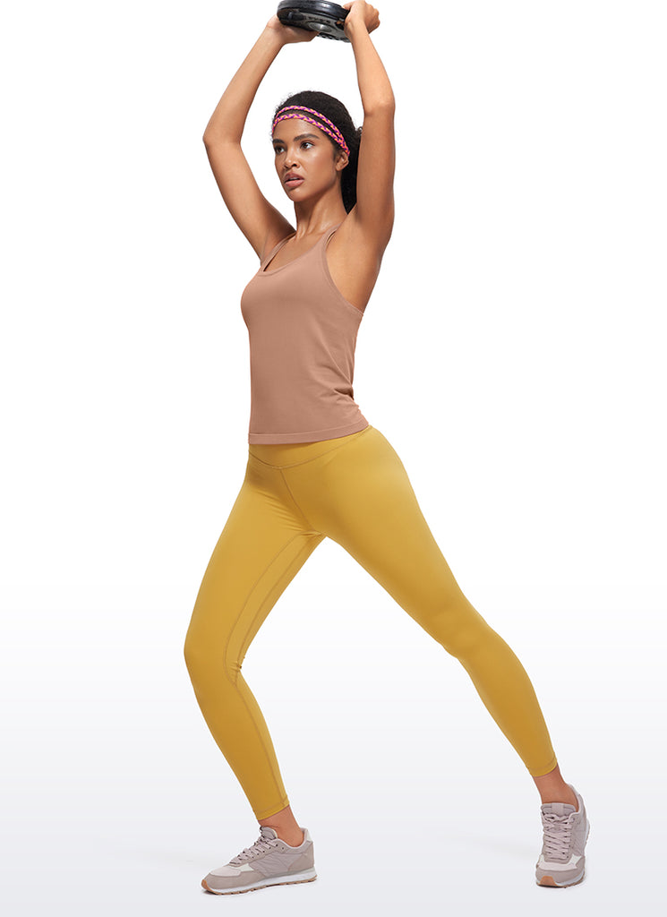 CRZ YOGA Women's Yoga Slim Fit Tops Seamless Workout Tank Scroop Neck Hibiscus Purple