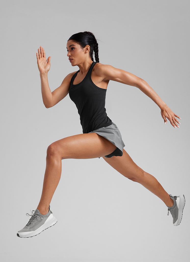 CRZ YOGA Women's Yoga Slim Fit Seamless Tank Crew Neck Racerback Black