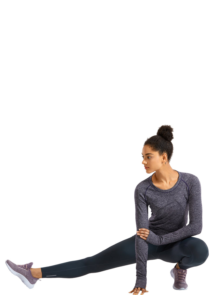 CRZ YOGA Women's Train Slim Fit Shirts Speedy Seamless Long Sleeves Stelindigo