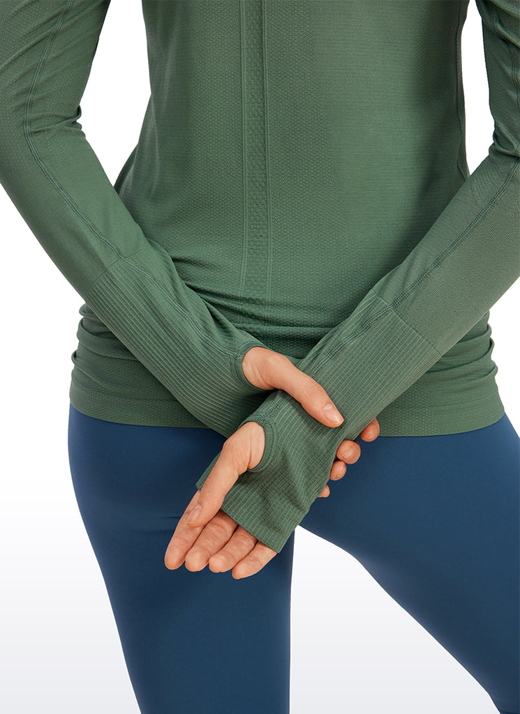 CRZ YOGA Women's Train Slim Fit Shirts Speedy Seamless Long Sleeves Noctilucence Red