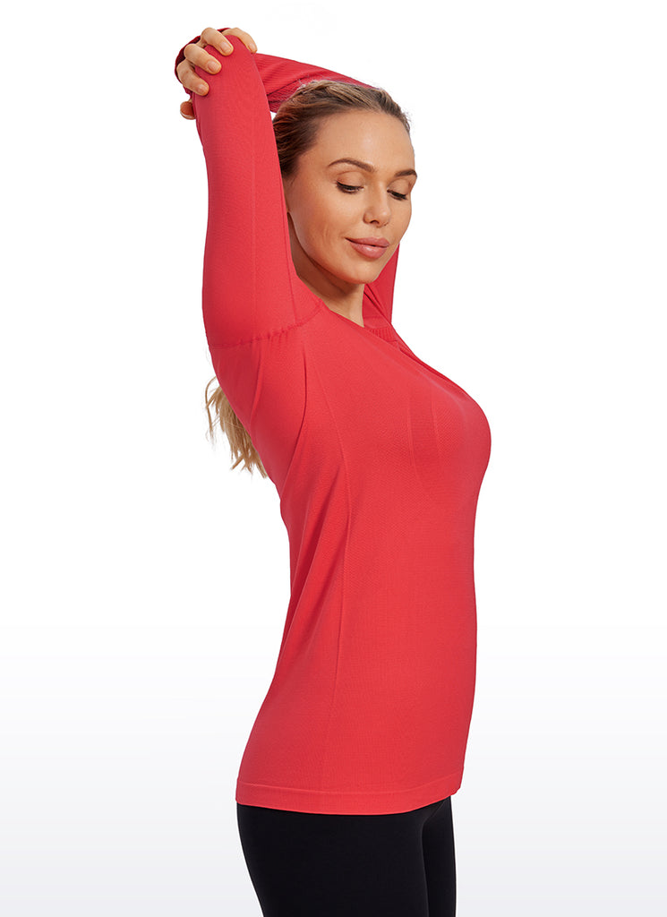 CRZ YOGA Women's Train Slim Fit Shirts Speedy Seamless Long Sleeves Vibrant green