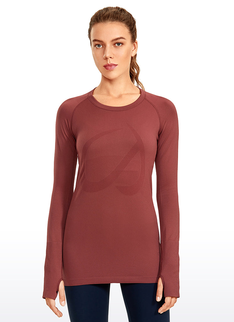 CRZ YOGA Women's Train Slim Fit Shirts Speedy Seamless Long Sleeves Vibrant green