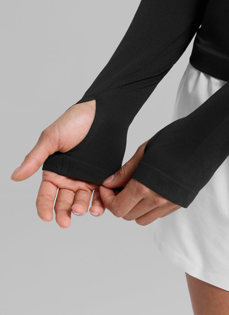 CRZ YOGA Women's Running Quick Dry Shirts Seamless Long Sleeves Slate Grey Marl