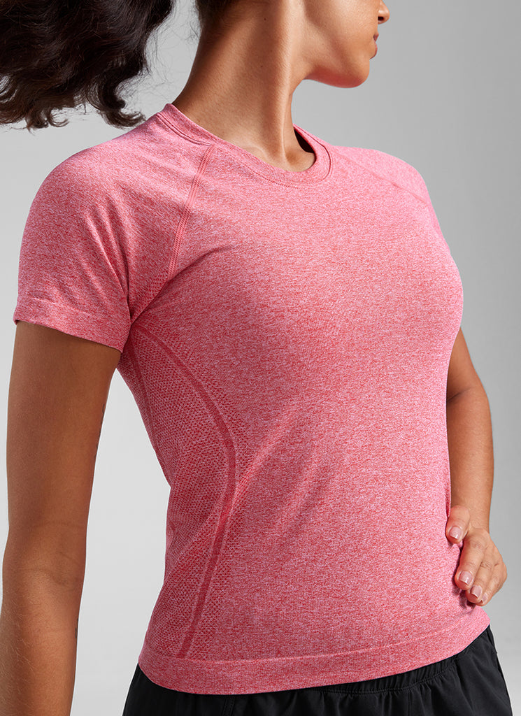 CRZ YOGA Women's Training Classic Fit Shirts Seamless Short Sleeves Slate Grey Marl