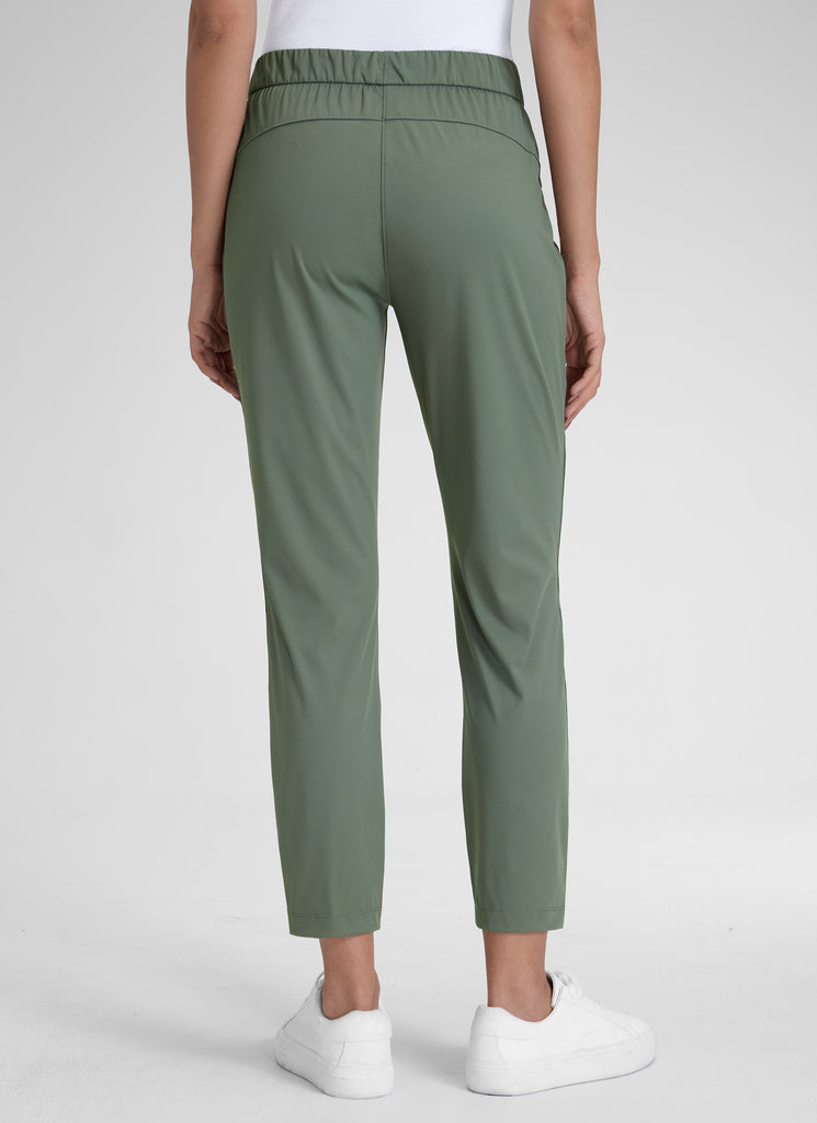 CRZ YOGA Women's Travel Slim Fit Stretch Drawstring 7/8 Pants 27'' Grey Sage