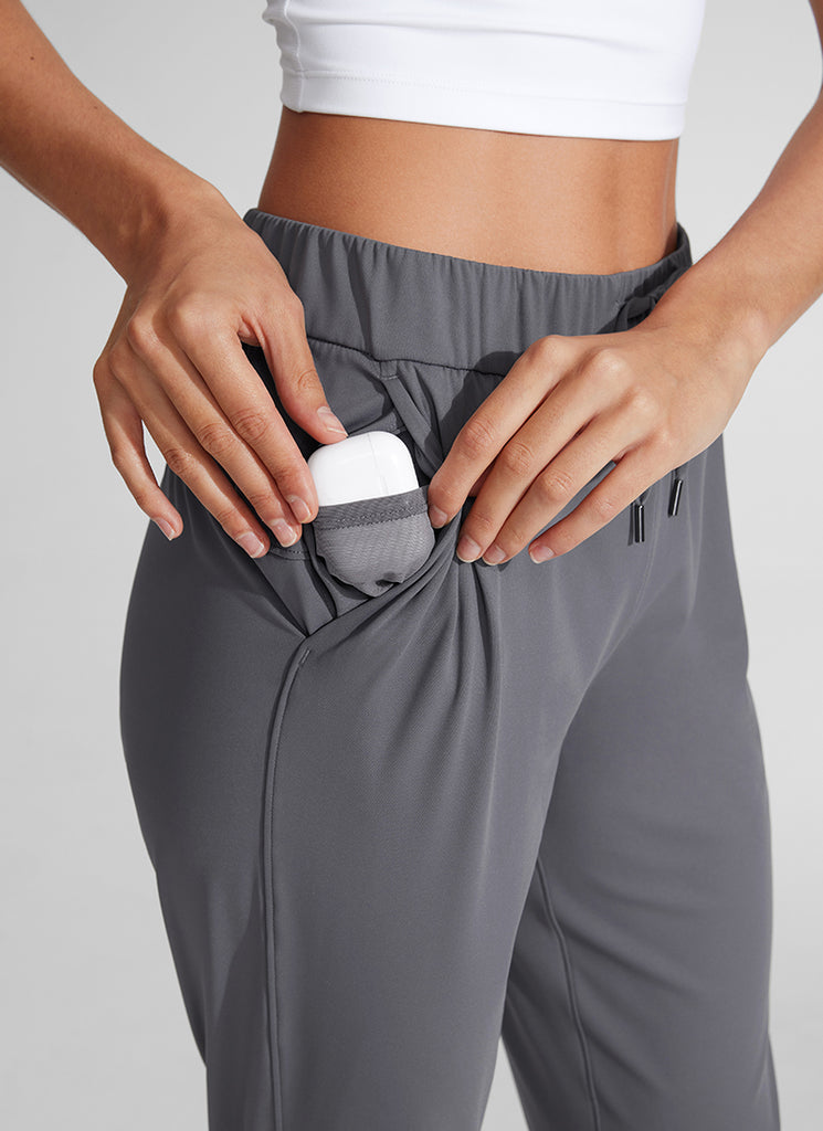 CRZ YOGA Women's Travel Slim Fit Stretch Drawstring 7/8 Pants 27'' Mountain Green