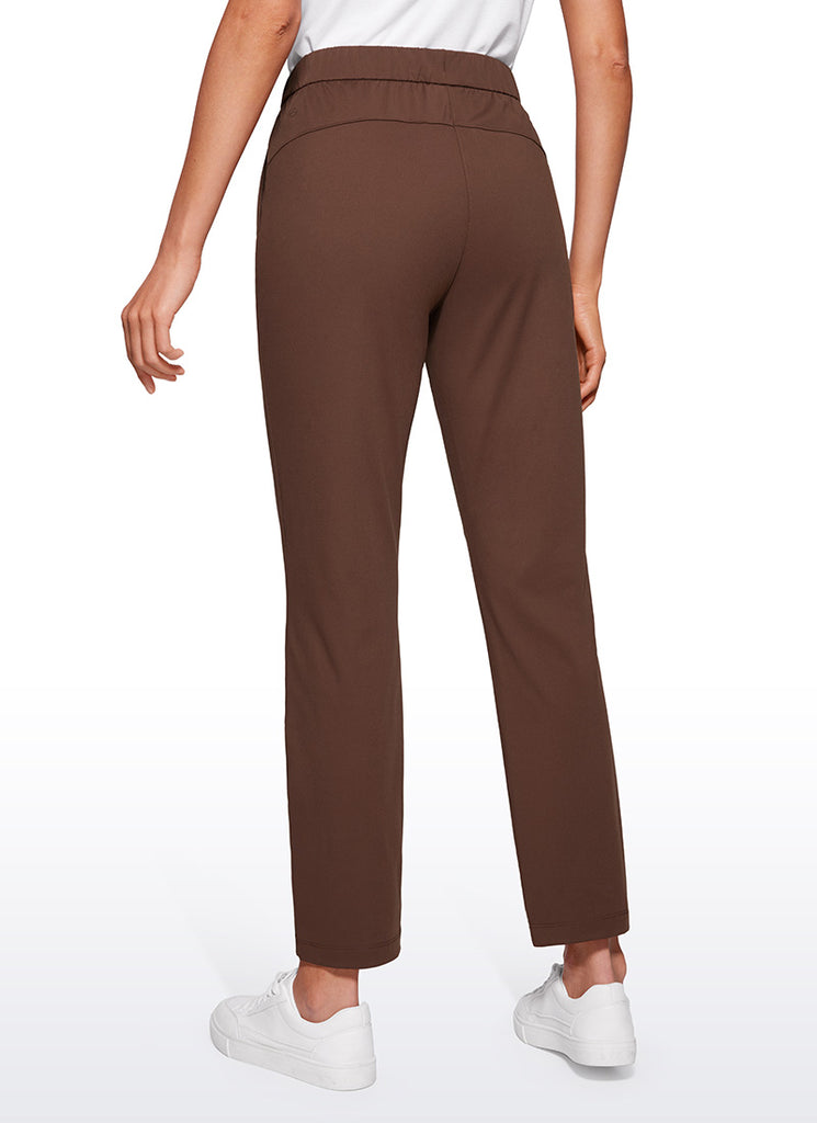 CRZ YOGA Women's Travel Slim Fit Stretch Drawstring 7/8 Pants 27'' Coffee Brown
