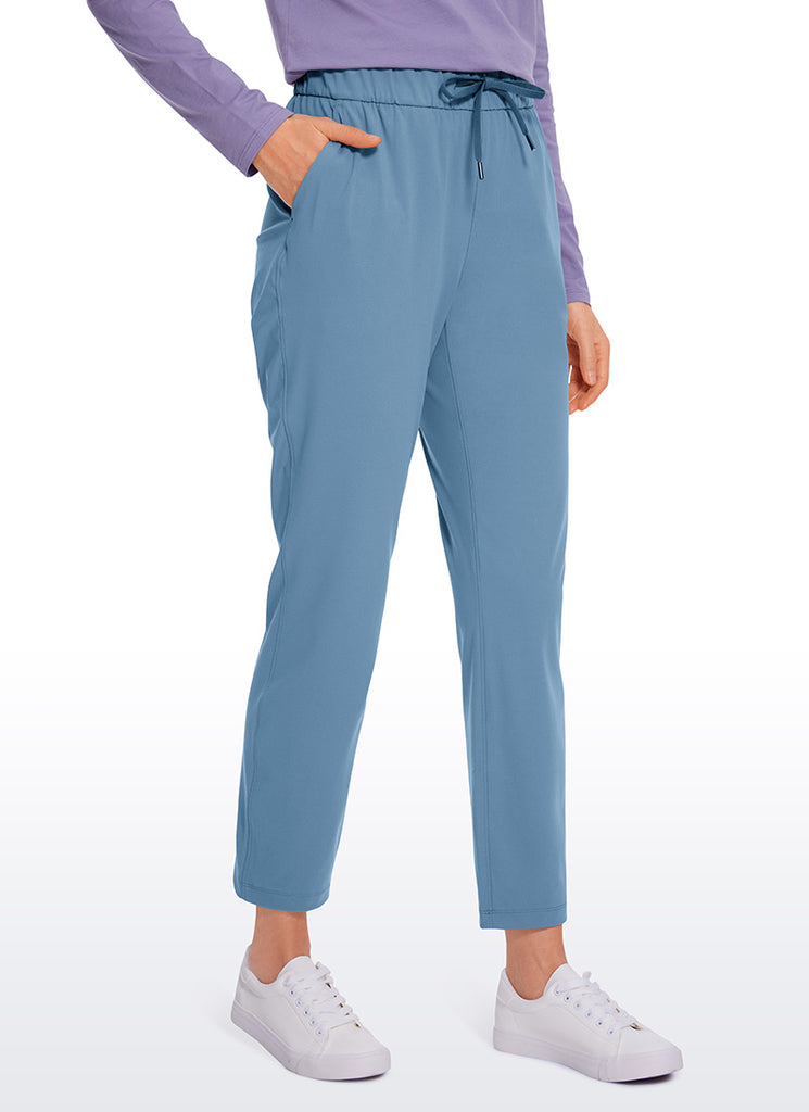 CRZ YOGA Women's Travel Slim Fit Stretch Drawstring 7/8 Pants 27'' Coffee Brown