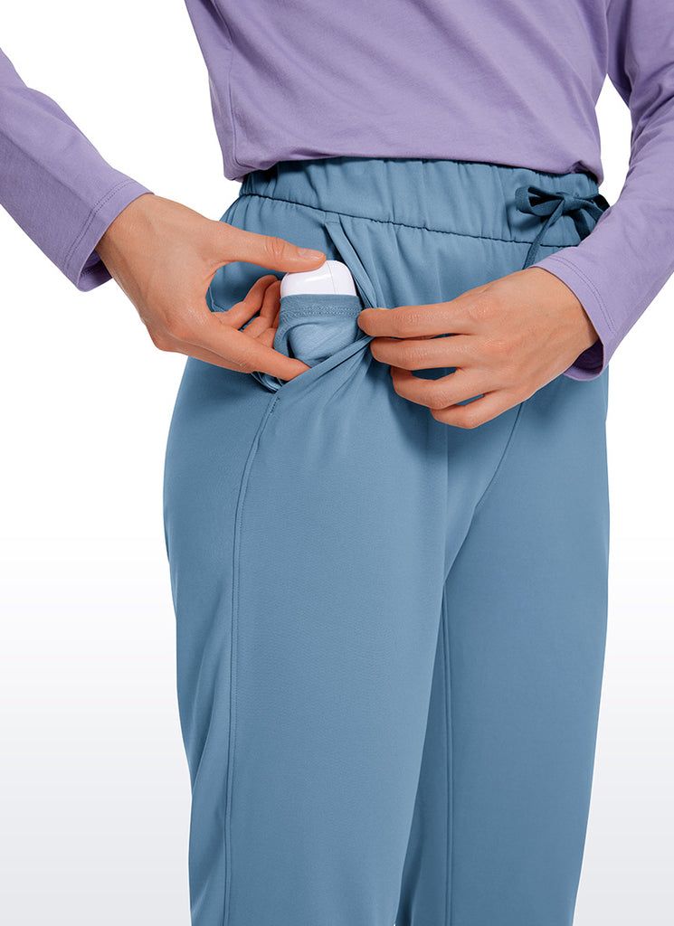 CRZ YOGA Women's Travel Slim Fit Stretch Drawstring 7/8 Pants 27'' Coffee Brown