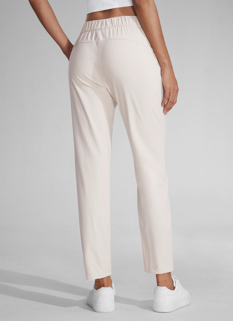 CRZ YOGA Women's Travel Slim Fit Stretch Drawstring 7/8 Pants 27'' Milky White