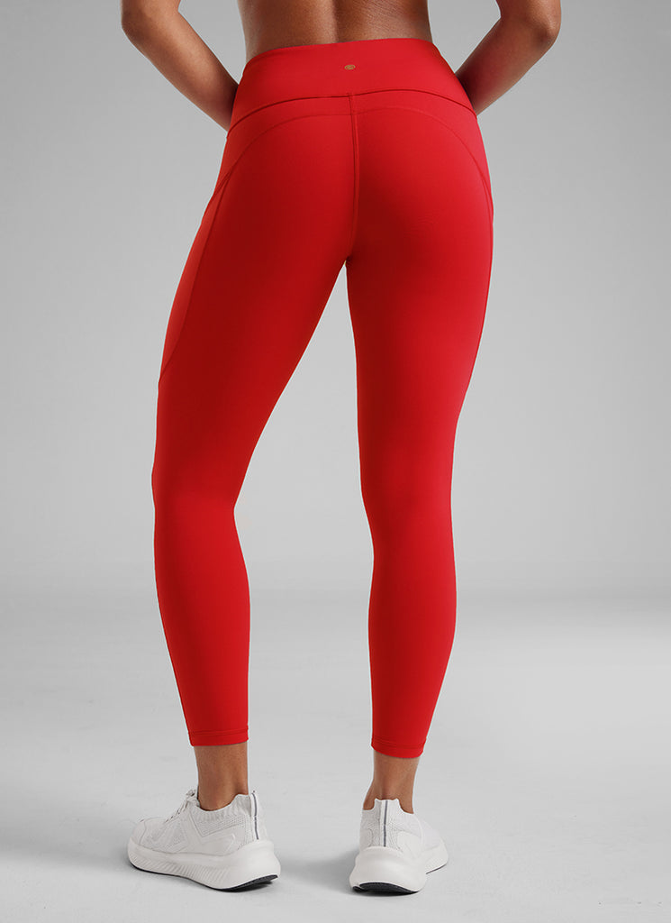 CRZ YOGA Women's Yoga Train High Rise Nakedfeel Pocket Leggings 25'' Red Chili