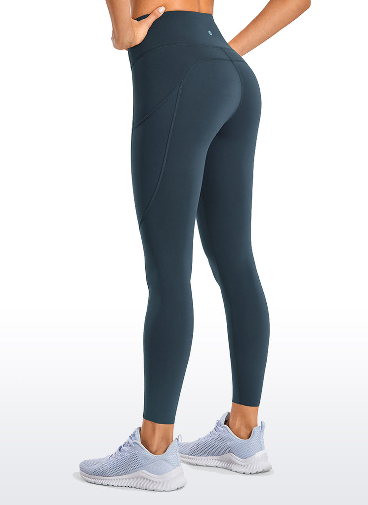 CRZ YOGA Women's Yoga Train High Rise Nakedfeel Pocket Leggings 25'' True Navy