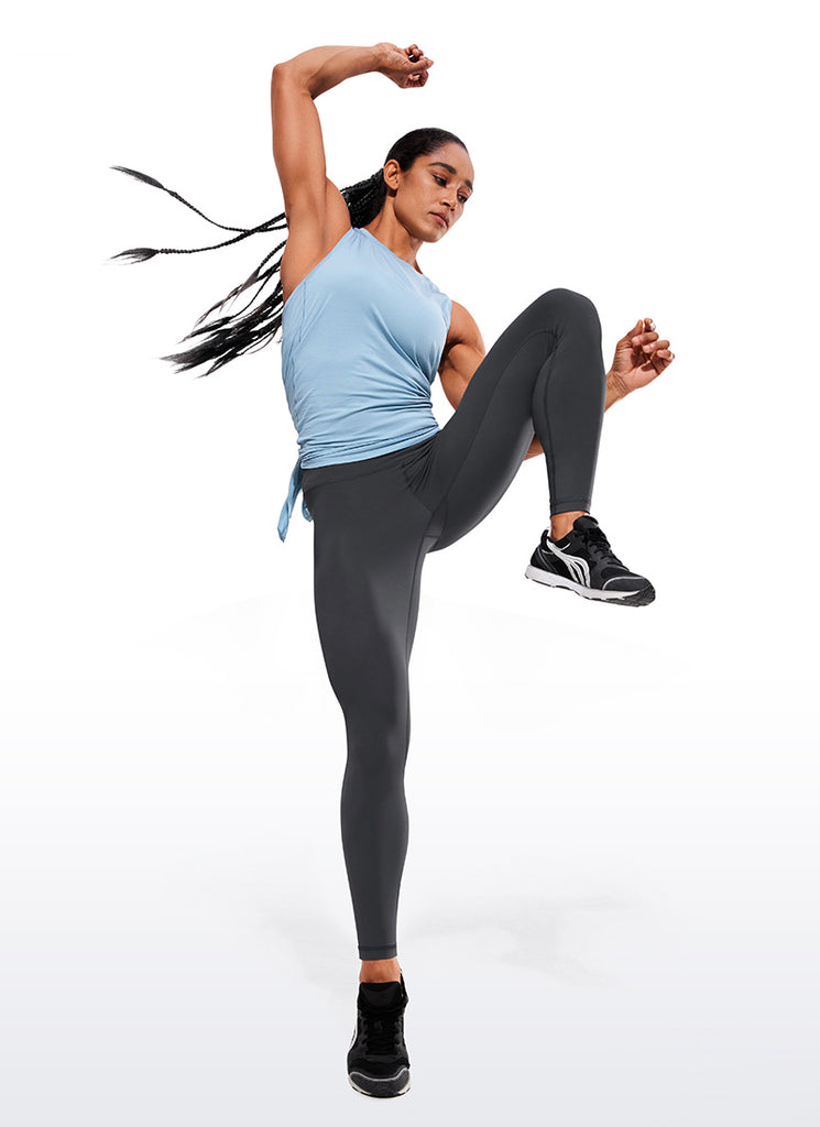 CRZ YOGA Women's Train High Rise Hugged Feel Compression Leggings 28'' Ink Gray