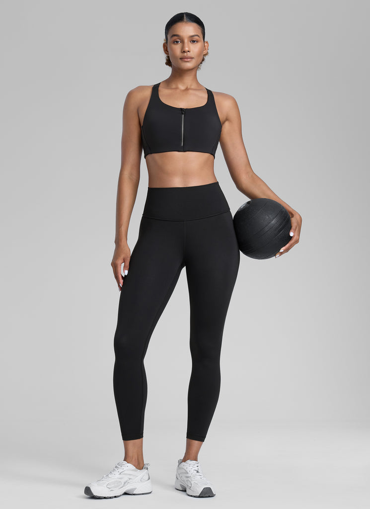 CRZ YOGA Women's Train High Rise Hugged Feel Compression Leggings 25'' Waves Blue