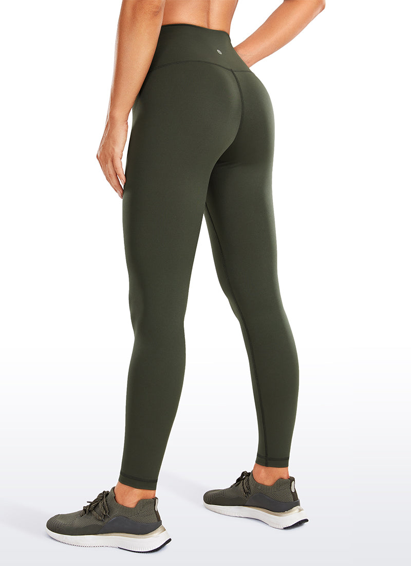 CRZ YOGA Women's Train High Rise Hugged Feel Compression Leggings 25'' Grey Olive