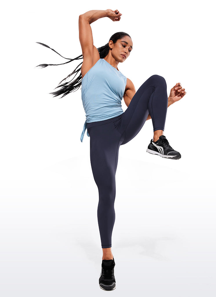 CRZ YOGA Women's Train High Rise Hugged Feel Compression Leggings 25'' Navy