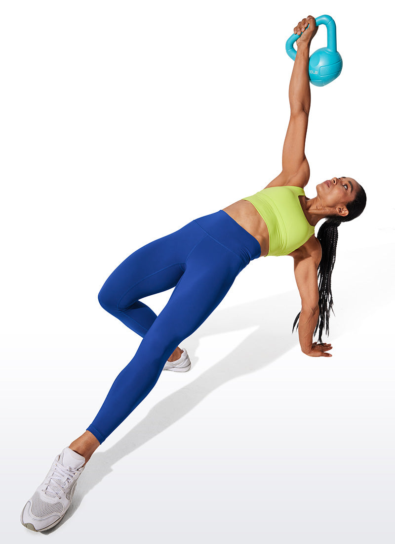 CRZ YOGA Women's Train High Rise Hugged Feel Compression Leggings 25'' Waves Blue