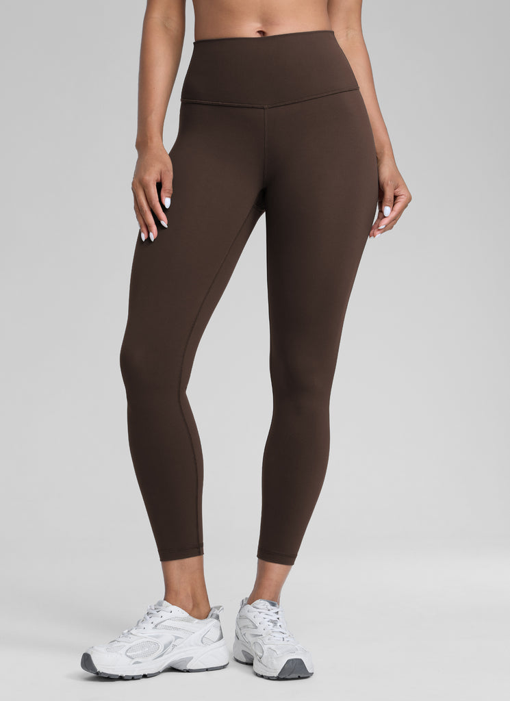 CRZ YOGA Women's Train High Rise Hugged Feel Compression Leggings 25'' Hot Fudge Brown