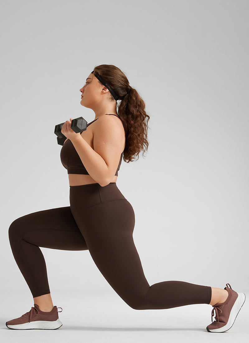 CRZ YOGA Women's Train High Rise Hugged Feel Compression Leggings 25'' Hot Fudge Brown