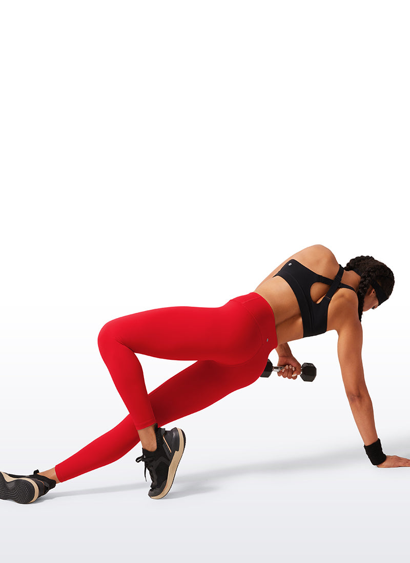 CRZ YOGA Women's Train High Rise Hugged Feel Compression Leggings 25'' Red Chili