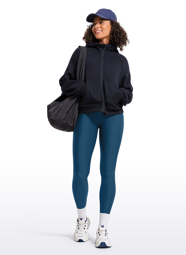 CRZ YOGA Women's Winter High Rise Thermal Fleece Lined Leggings 28'' French Navy