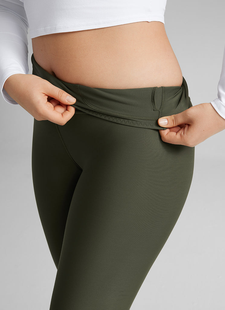 CRZ YOGA Women's Winter High Rise Thermal Fleece Lined Leggings 28'' Olive Green