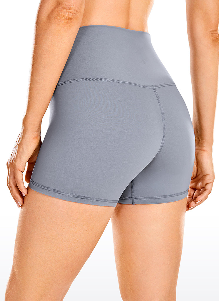 CRZ YOGA Women's Yoga High Rise Biker Shorts Nakedfeel Shorts 4'' Sleet