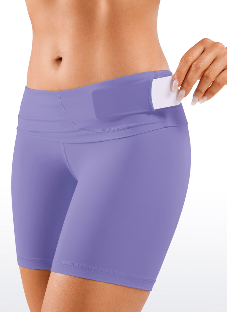 CRZ YOGA Women's Yoga High Rise Biker Shorts Nakedfeel Shorts 6'' Matt Purple