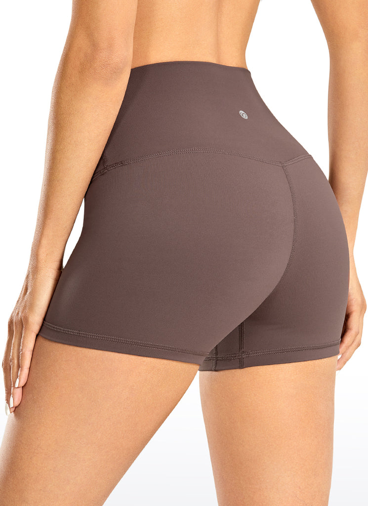 CRZ YOGA Women's Yoga Train High Rise Biker Shorts Nakedfeel Short 3'' Purple Taupe