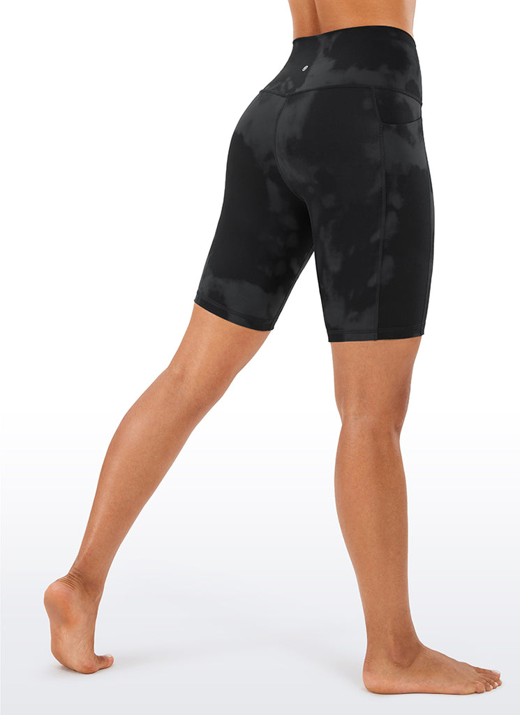 CRZ YOGA Women's Train High Rise Biker Nakedfeel Pocket Shorts 8'' Waves Blue