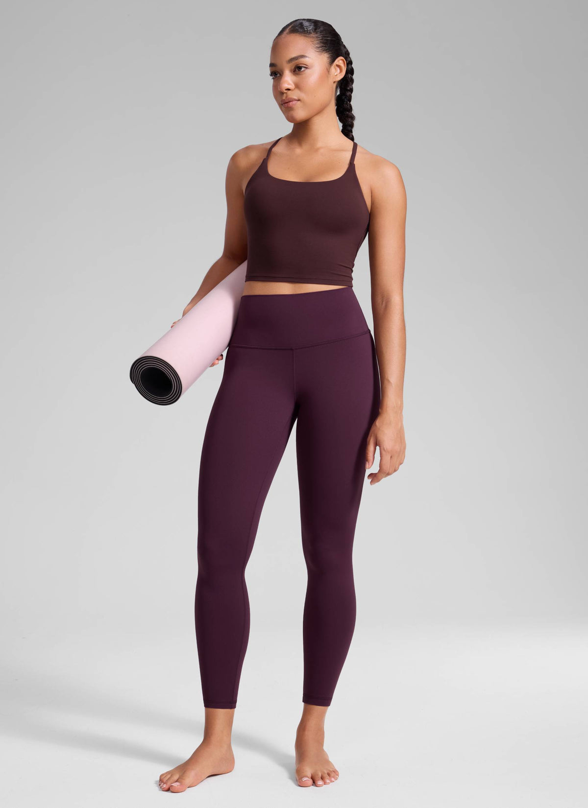 CRZ YOGA Women's Yoga Lounge High Rise Butterluxe Yoga Leggings 25'' Deep Purple @model_info:Fiona