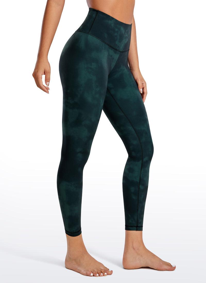 CRZ YOGA Women's Yoga Lounge High Rise Butterluxe Yoga Leggings 25'' Emerald Green Tie-Dye Flowers
