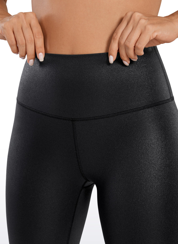 CRZ YOGA Women Butterluxe Matte Faux Leather Leggings 25'' Black Classic