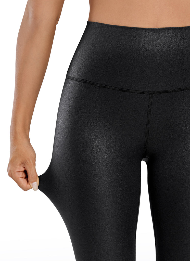 CRZ YOGA Women Butterluxe Matte Faux Leather Leggings 25'' Black Classic