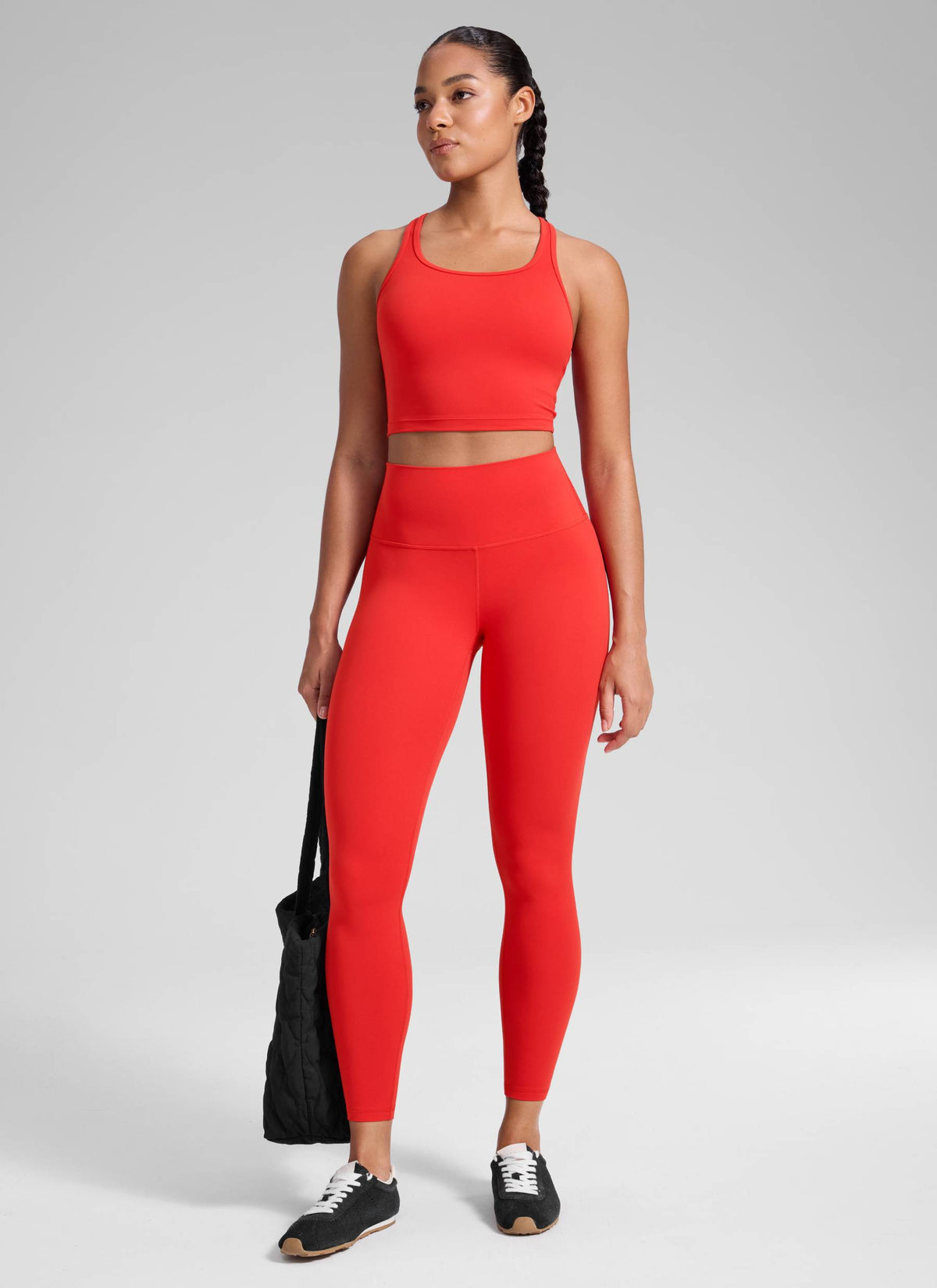 CRZ YOGA Women's Yoga Lounge High Rise Butterluxe Yoga Leggings 25'' Deep Red @model_info:Fiona