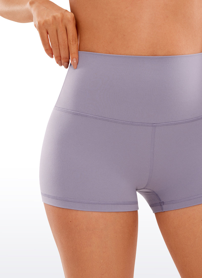 CRZ YOGA Women's Yoga High Rise Booty Butterluxe Biker Shorts 2.5'' Lavender Mist @model_info:NEW4