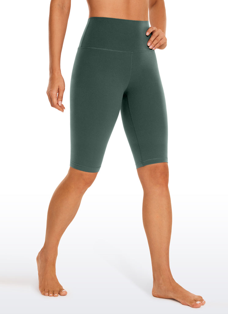 CRZ YOGA Women's Yoga High Rise Butterluxe Long Biker Shorts 10'' Deep Purple