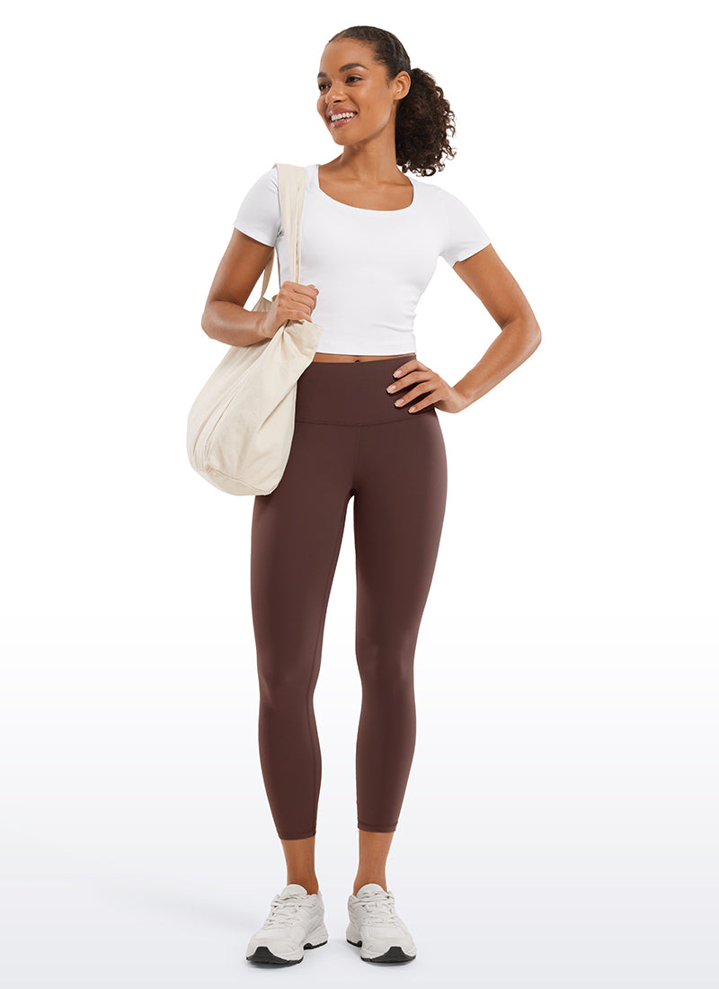 CRZ YOGA Women's Yoga Lounge High Rise Butterluxe Yoga Leggings 23'' Taupe @model_info:Fiona
