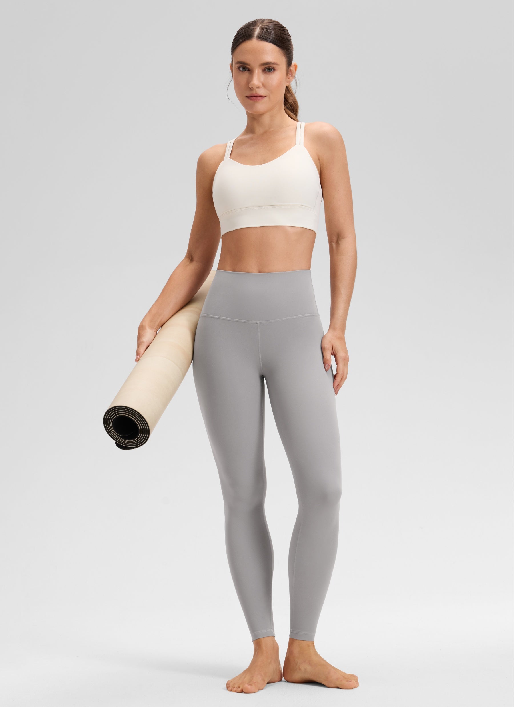 CRZ YOGA Women's Yoga Lounge High Rise Butterluxe Yoga Leggings 28'' Gull Gray @model_info:Aline