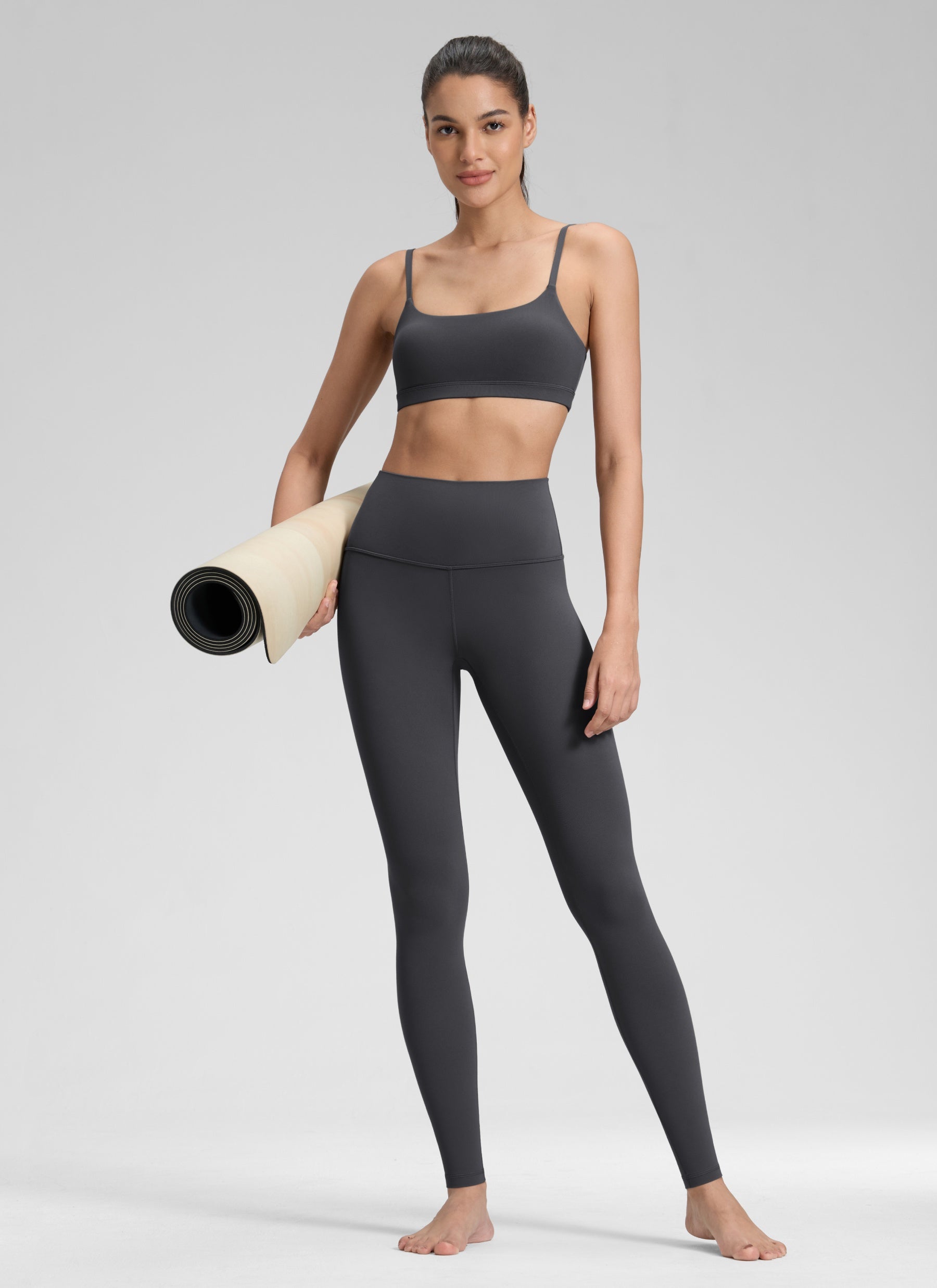 CRZ YOGA Women's Yoga Lounge High Rise Butterluxe Yoga Leggings 30'' Mysterious Grey @model_info:Jenna