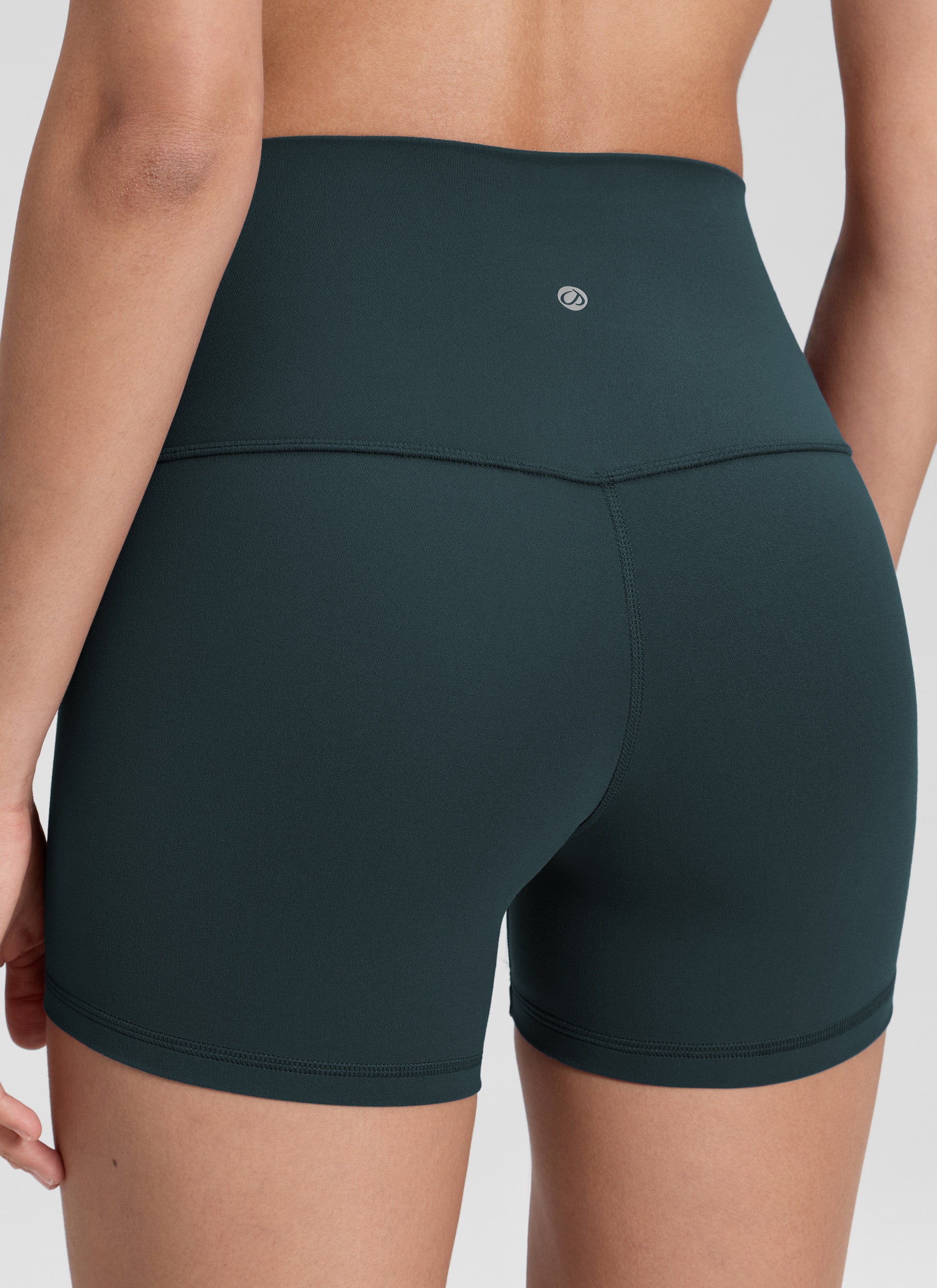 CRZ YOGA Women's Yoga High Rise Biker Shorts Butterluxe Shorts 4'' Forest Dark Green