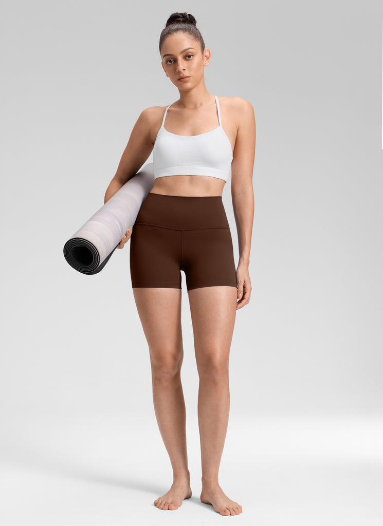 CRZ YOGA Women's Yoga High Rise Biker Shorts Butterluxe Shorts 4'' Legend Green