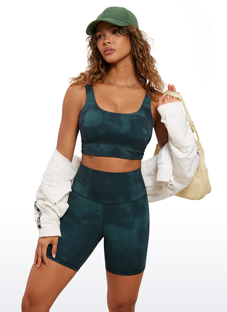 CRZ YOGA Women's Yoga High Rise Biker Shorts Butterluxe Shorts 6'' Dark Red