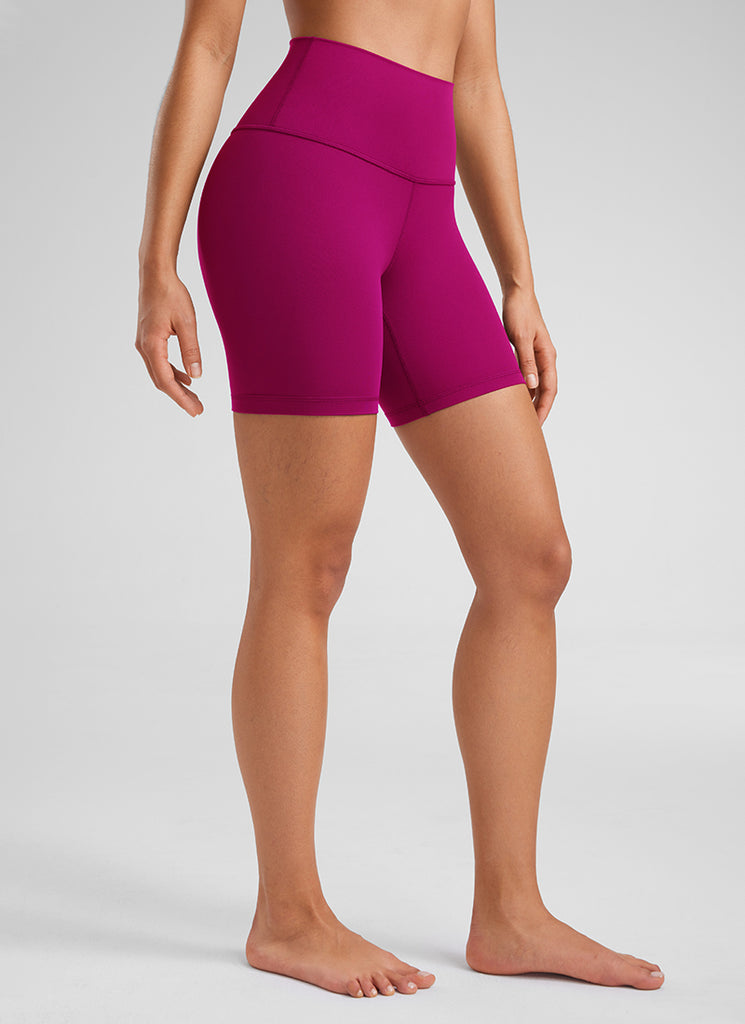 CRZ YOGA Women's Yoga High Rise Biker Shorts Butterluxe Shorts 6'' Lavender Mist