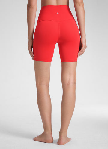 CRZ YOGA Women's Yoga High Rise Biker Shorts Butterluxe Shorts 6'' Deep Red