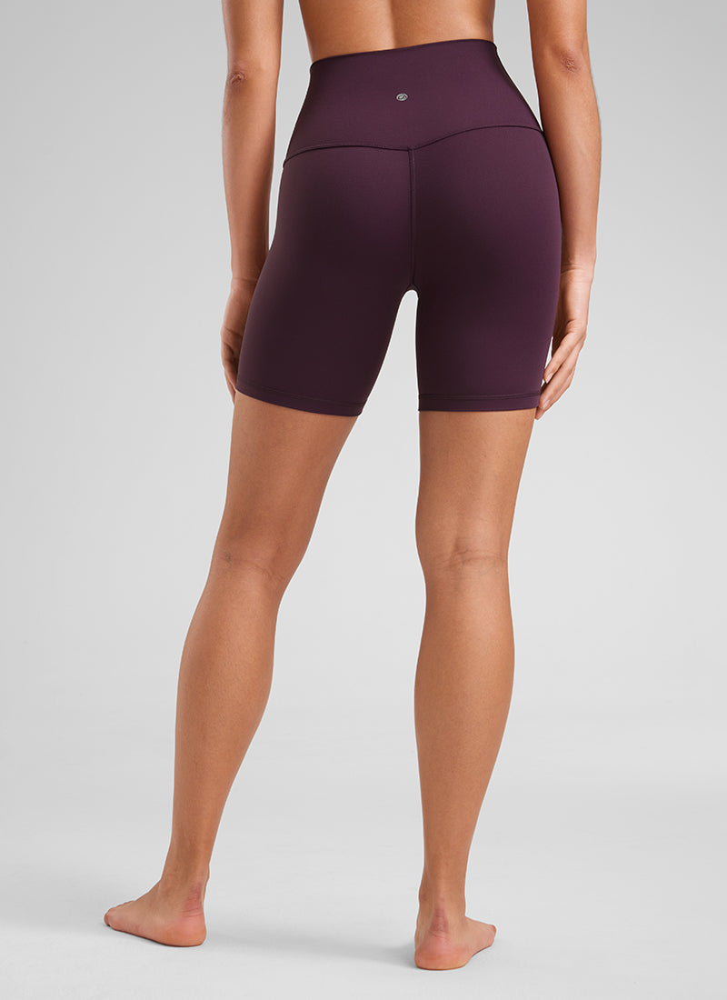 CRZ YOGA Women's Yoga High Rise Biker Shorts Butterluxe Shorts 6'' Deep Purple