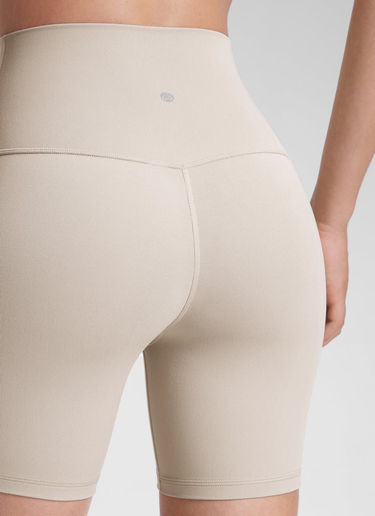 CRZ YOGA Women's Yoga High Rise Biker Shorts Butterluxe Shorts 6'' Coffee Brown